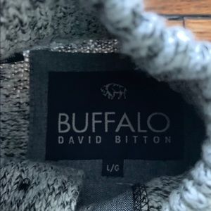 Buffalo David Bitton Sweaters - Grey Marled Button Turtleneck Sweater Black Trim Buffalo David Bitton Sweaters - Grey Marled Button Turtleneck Sweater Black Trim